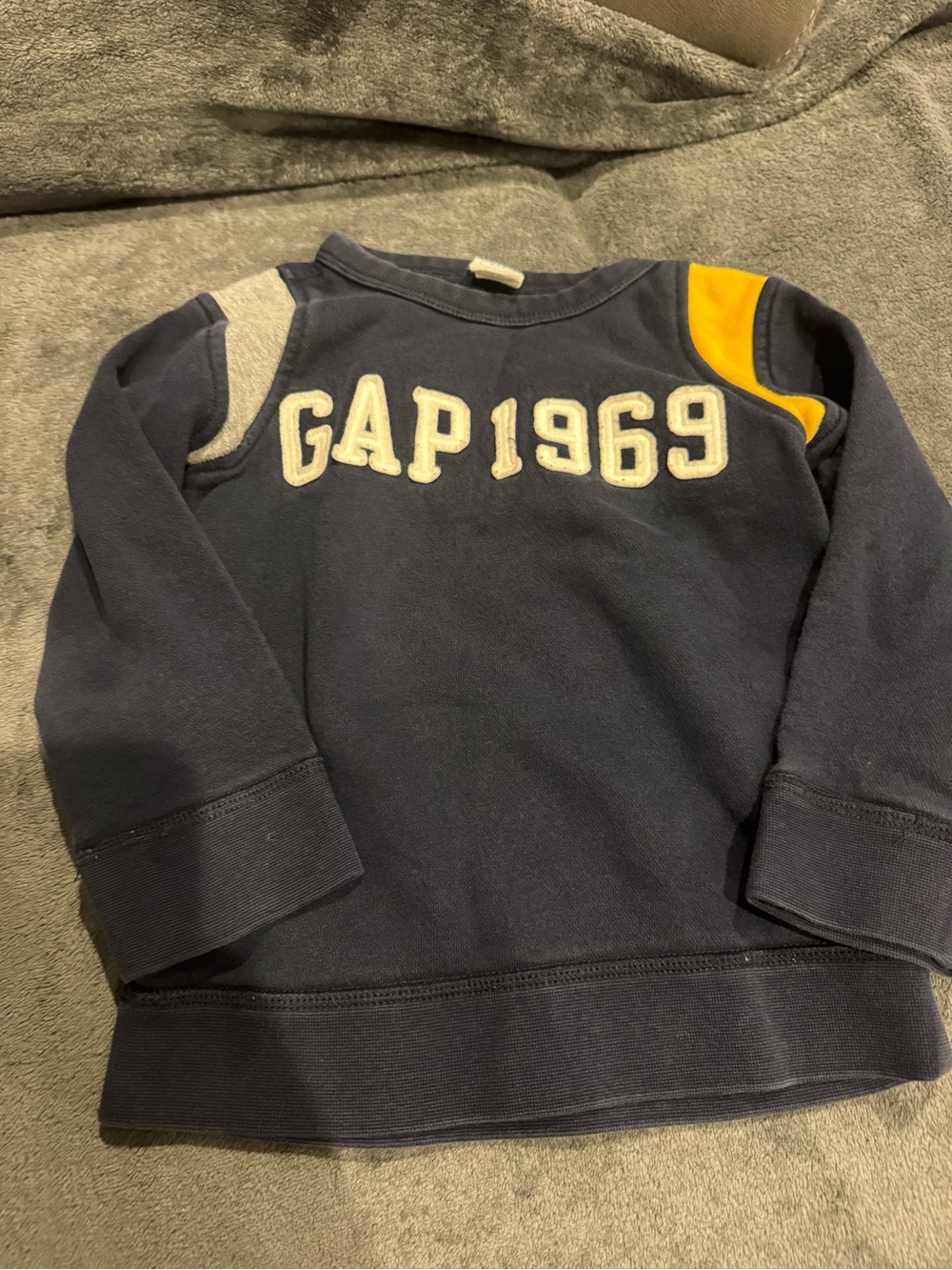 GAP Navy Kids Sweatshirt with Yellow and Gray Shoulder Panels